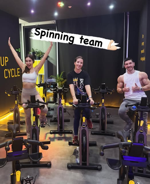Martin and a group after a spinning session